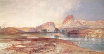 風景 Painting - 崖 グリーン川 ワイオミング州の風景 ロッキー山脈 学校 トーマス・モラン